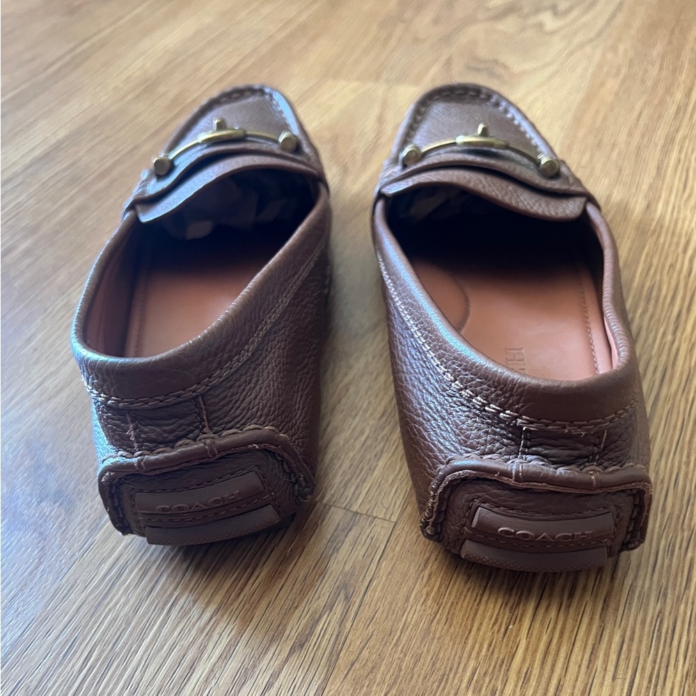COACH Crosby Turnlock driver flats shoes women's 8 B M 38.5 British Tan like new - Picture 3 of 5